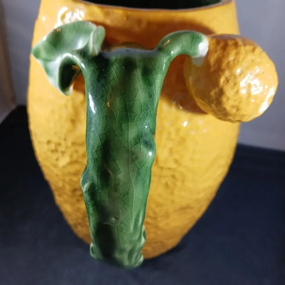 Antique Majolica Style Ceramic Lemonade Pitcher